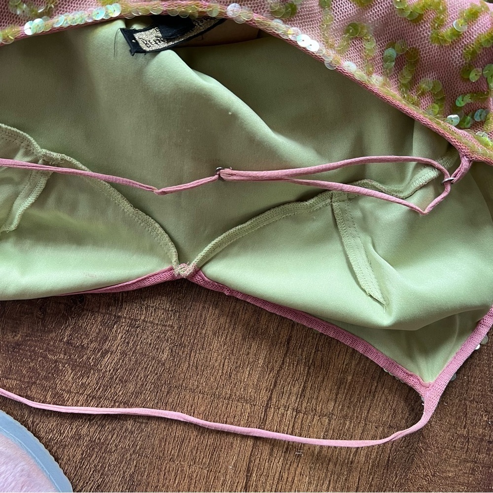 Betsey Johnson Pink Slip Dress with Gold Sequin Embellishment - Picture 8 of 8